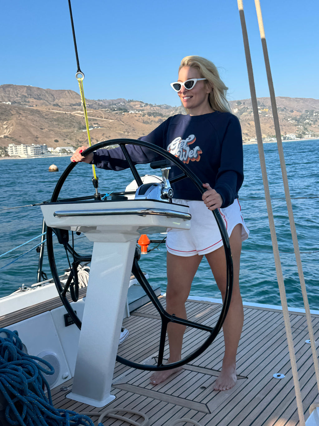 Trendy Women's Sweatshirt with 'Get Wet' Design